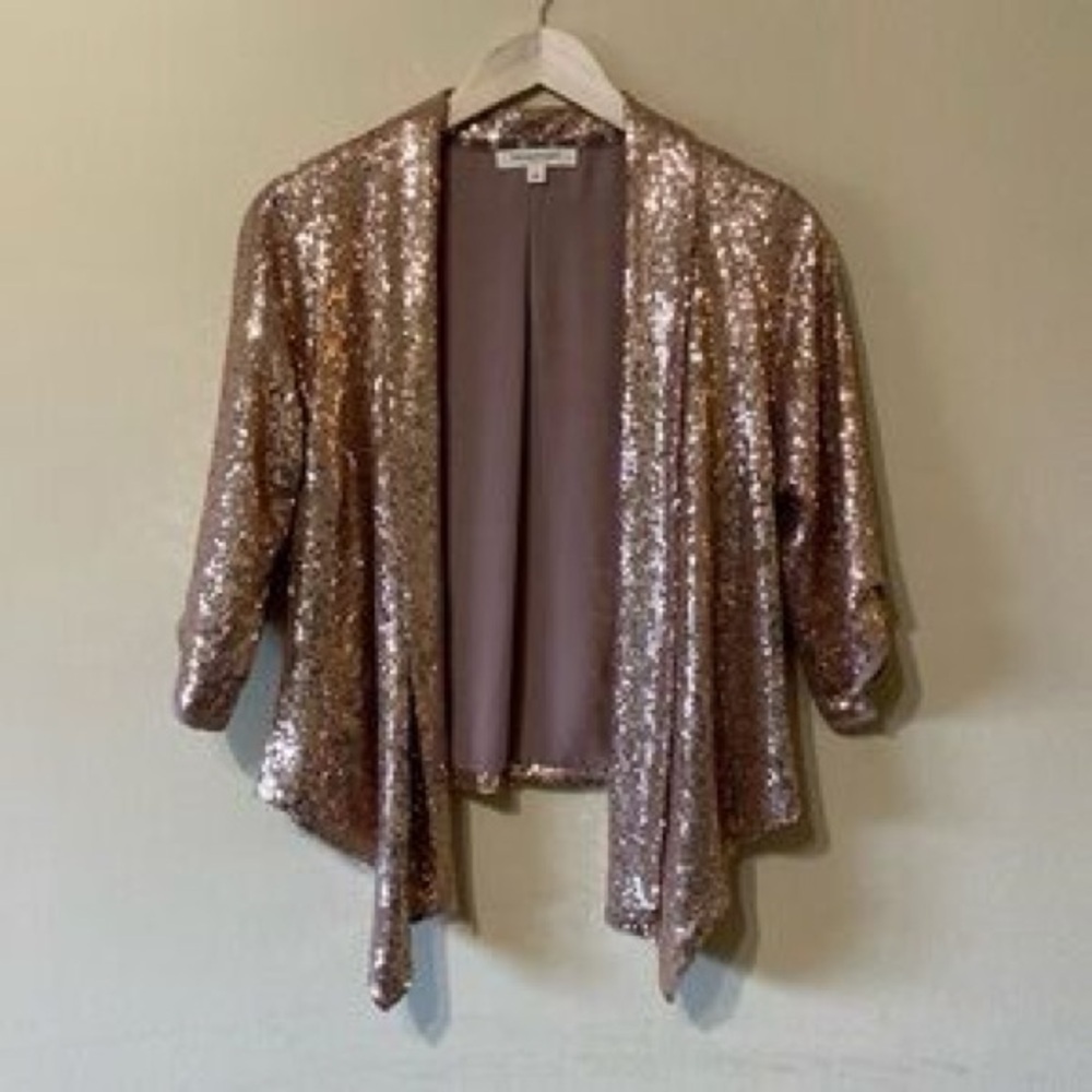 Living Doll Pink and Gold Sequin Blazer